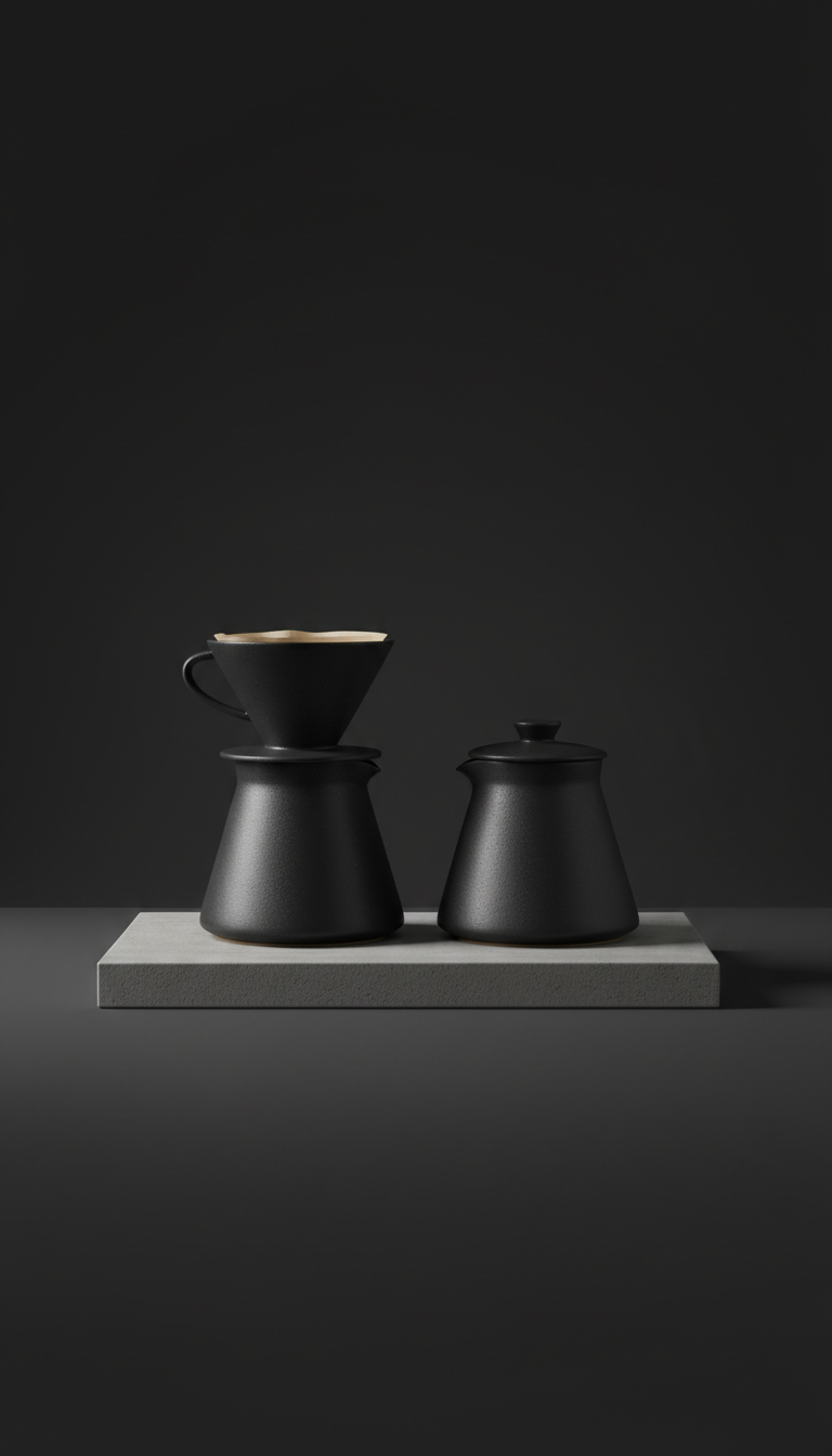 Matte Black Ceramic Pour-Over Set